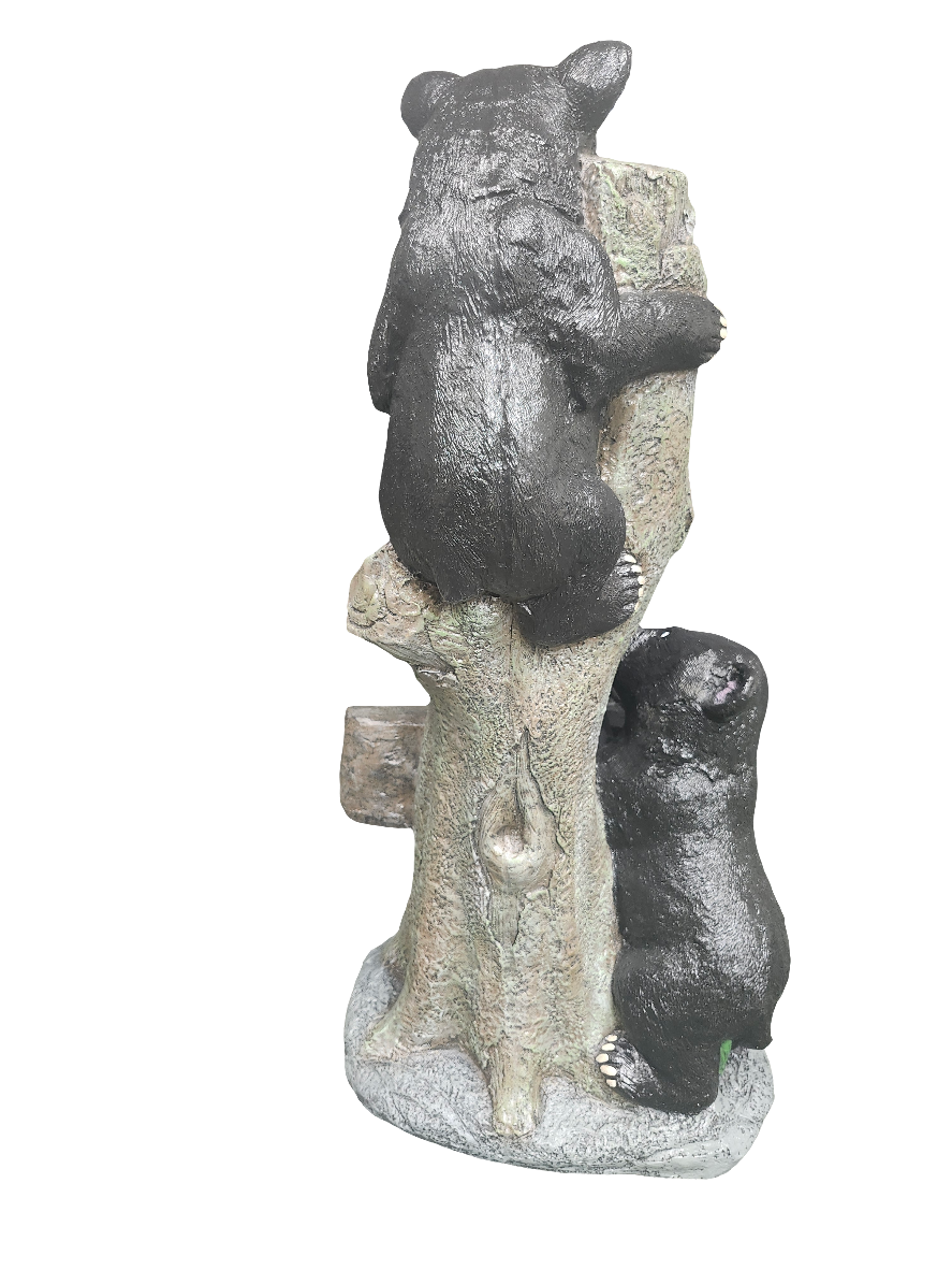 Bears climbing on welcome tree