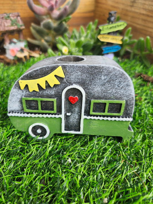 Camper candle holder/fairy garden