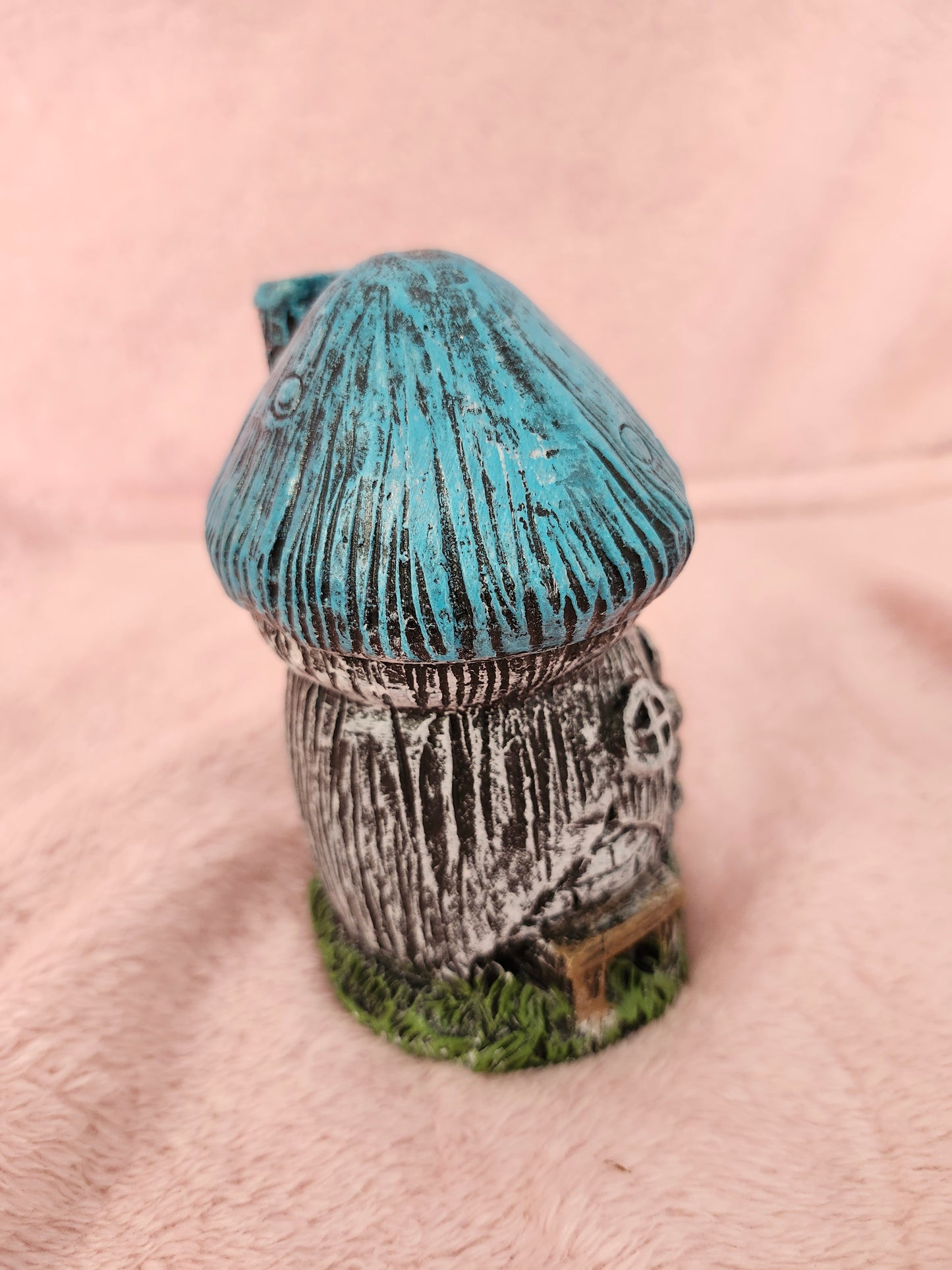 Mushroom fairy house with bench