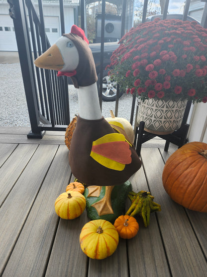 Turkey outfit for concrete goose (goose not included)