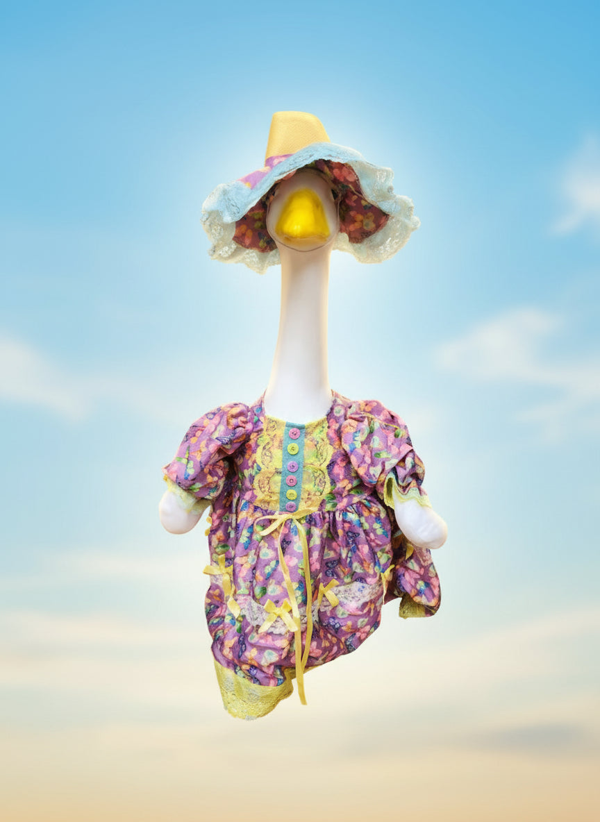 Purple butterfly dress with hat goose outfit