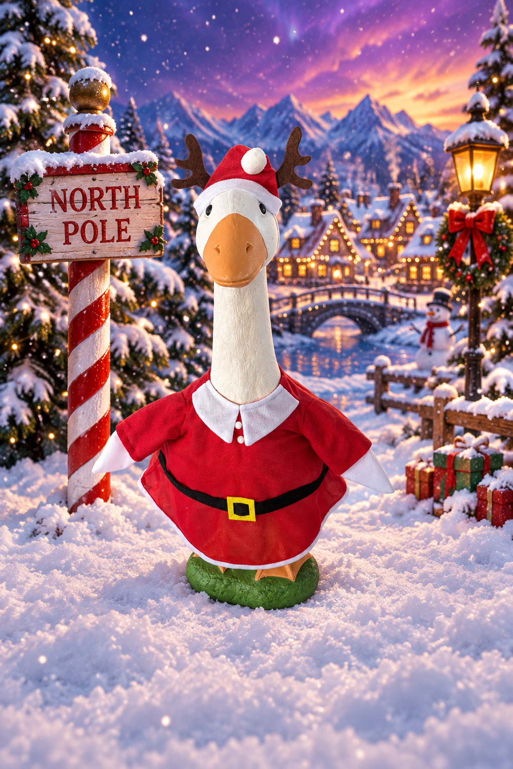 Santa w/reindeer hat goose outfit