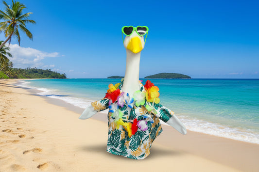 Green Hawaiian shirt with glasses goose outfit