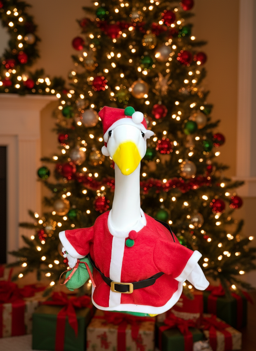 Santa w/candy cane in bag goose outfit