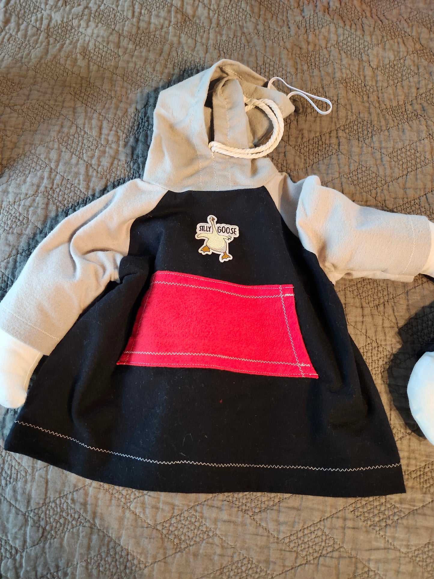 Hoodie goose outfit with silly goose patch