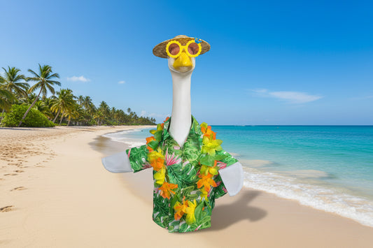 Boy Hawaiian shirt w/hat and glasses goose outfit