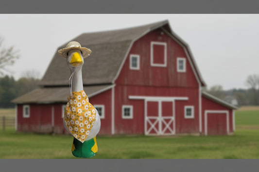 Yellow daisy scarf w/straw hat goose outfit