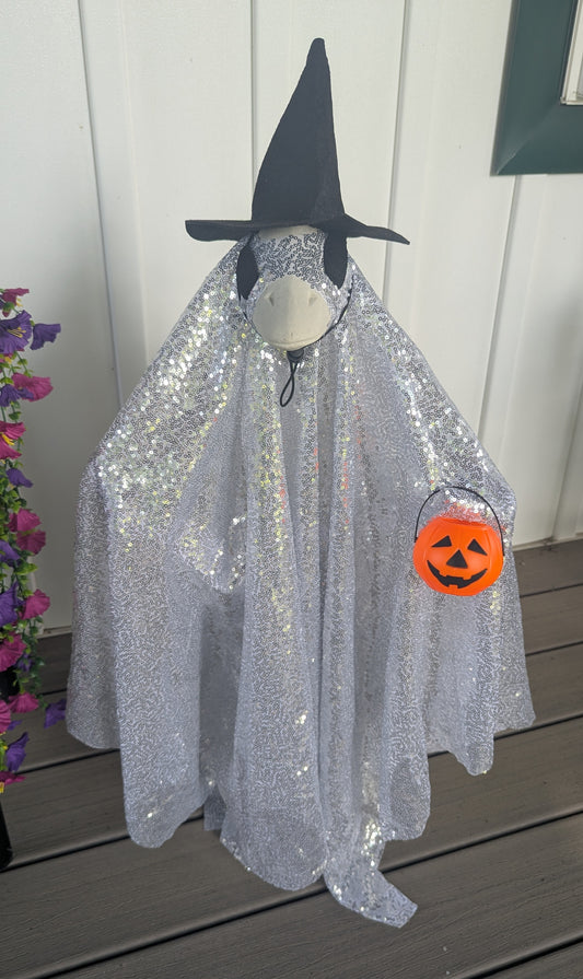 Sparkly Ghost w/pumpkin & wings goose outfit